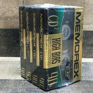 MEMOREX CD2 HIGH BIAS Type II Lot Of (4) Cassette Tapes HBII 90Minute SEALED NOS